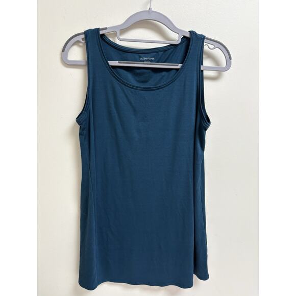 Eileen Fisher Tops - Eileen Fisher Tank Top Womens XS Blue Tencel Lyocell Stretch Sleeveless Tunic C1